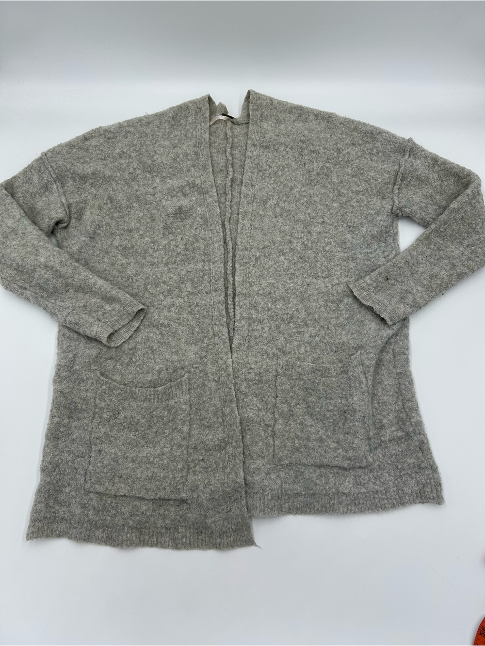 Free People Wool Blend Cozy Open-Front Women’s Cardigan Sweater - Light Gray O/S